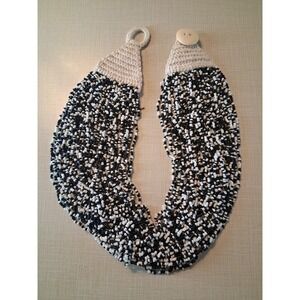 Vintage African Tribal Multi Strand Glass Seed Bead Necklace Black White Collar